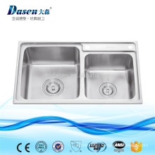 Brush nickel double bowl table top high end Chinese kitchen sink